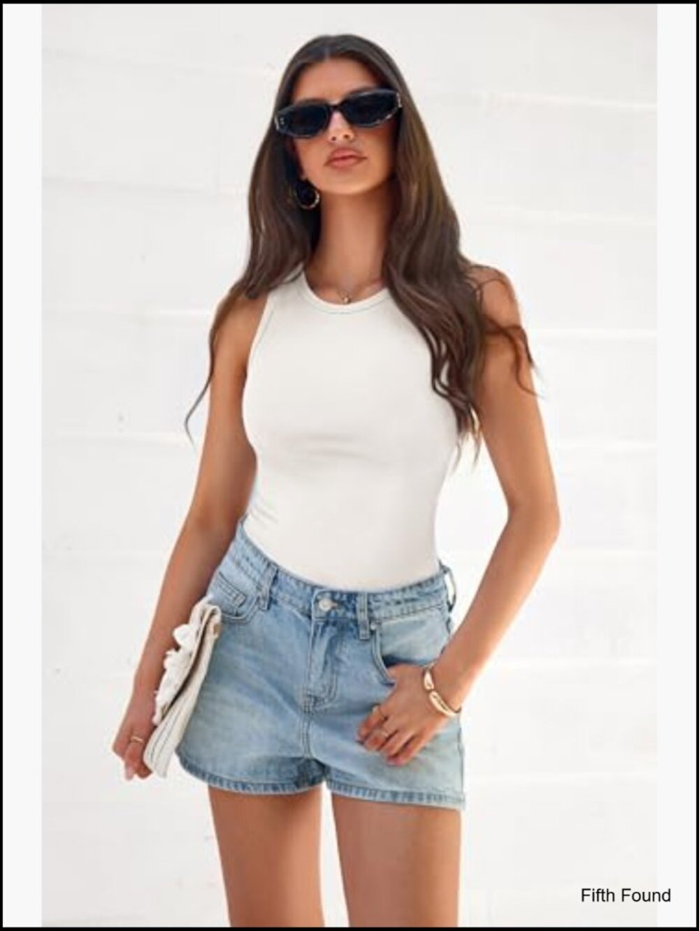High Neck Ribbed Tank Top Sleeveless Slim Fitted Racerback Workout Shirts - Picture 5 of 7